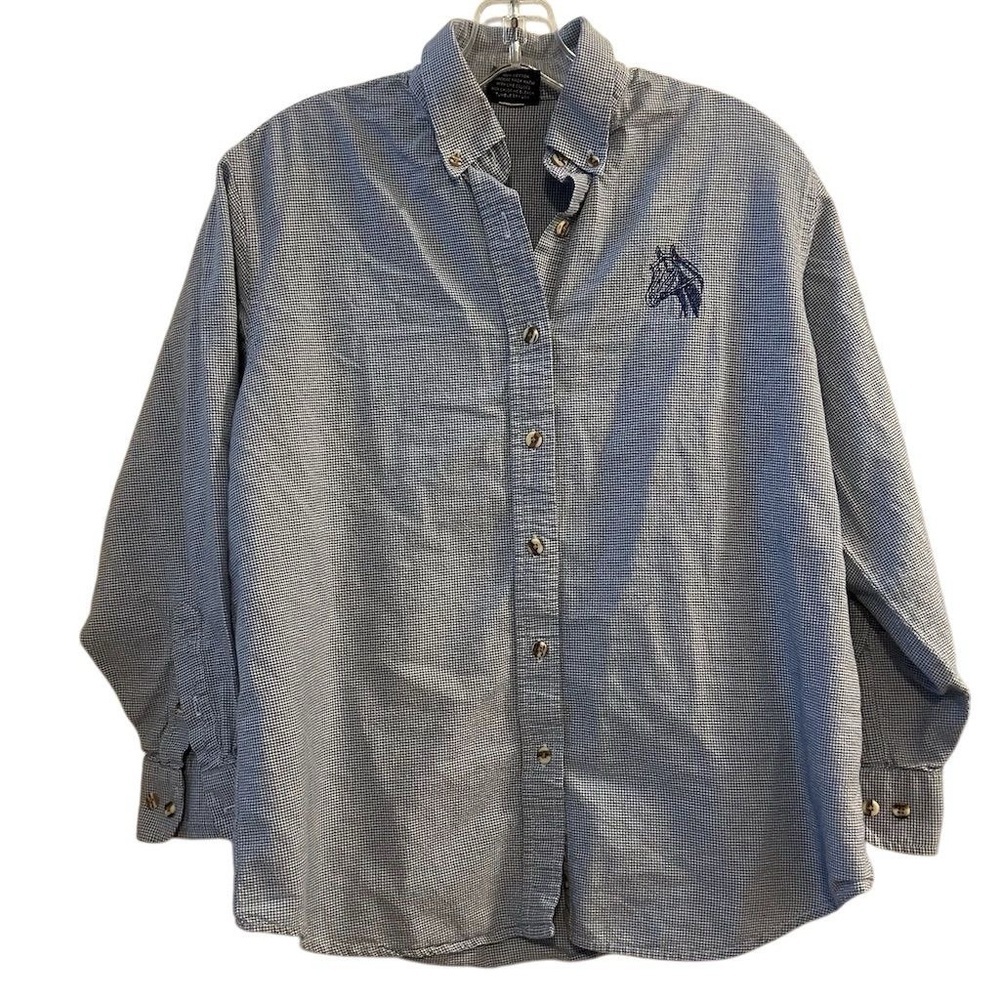 Three Rivers‎ Vintage Men's Blue Check Button-Down Shirt Size L
